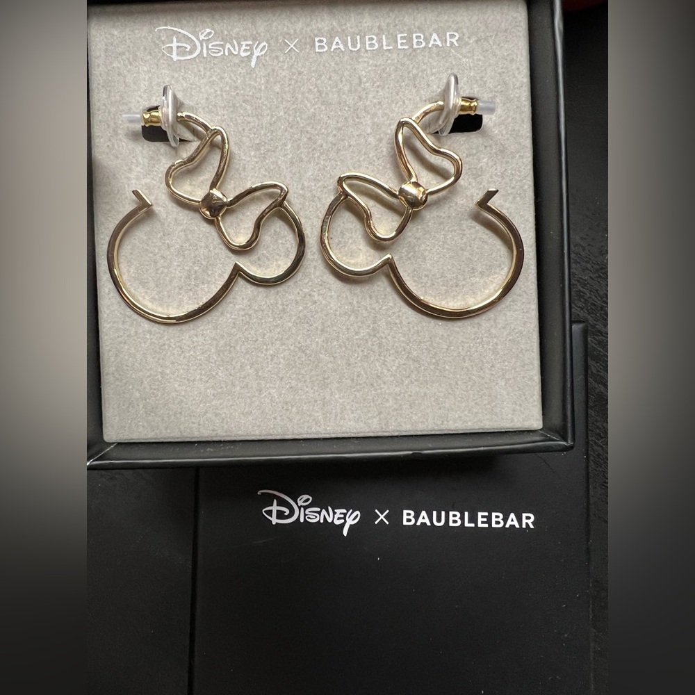 Baublebar X Disney Minnie Mouse with Bow Hoop Goldtone Earrings - Picture 5 of 5